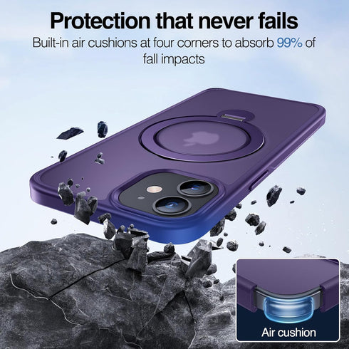 Anqrp 360 12/12 12/12 6.1", All-in-ONE Stand Case for iPhone Pro Case with Rotatable Magnetic Kickstand Ring Holder