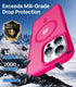 Strong Magnetic iPhone 15 Pro Max Case, Compatible with MagSafe, Military-Grade Drop Tested, Shockproof Cover, Hotpink