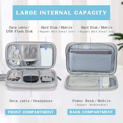 FYY Travel Cable Organizer Bag, Portable Waterproof Double Layers Case for Cord, Charger, Phone, Earphone
