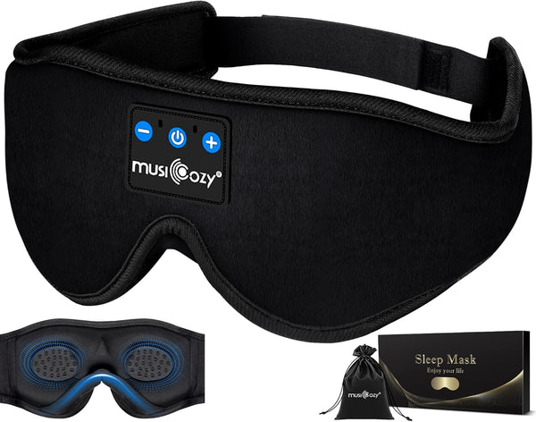 MUSICOZY Sleep Headphones, Bluetooth Sleep Mask, 3D Wireless Music Headphones, Eye Mask for Side Sleepers
