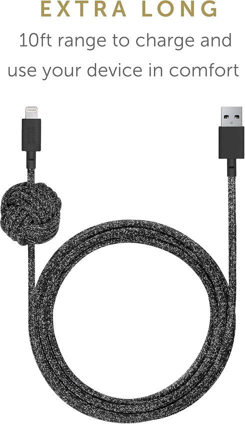 Native Union Night Cable - 10ft Lightning to USB-A Charging Cable, MFi Certified, Compatible with iPhone 14, 13 (Cosmos)