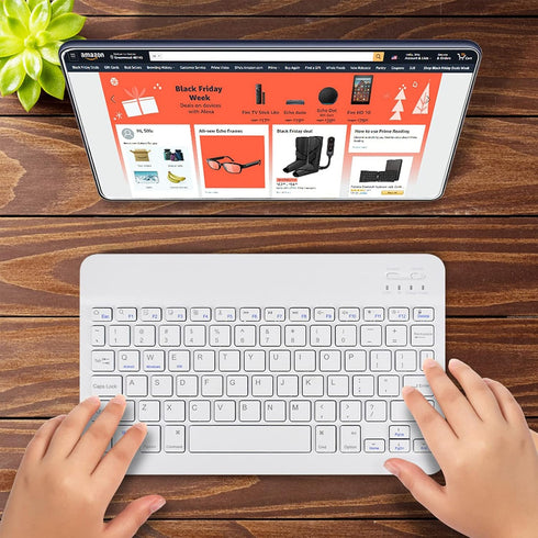 DETUOSI Universal 10 inch Wireless Keyboard, Ultrathin Slim Lightweight Portable, 10.1" Multi-Device for
