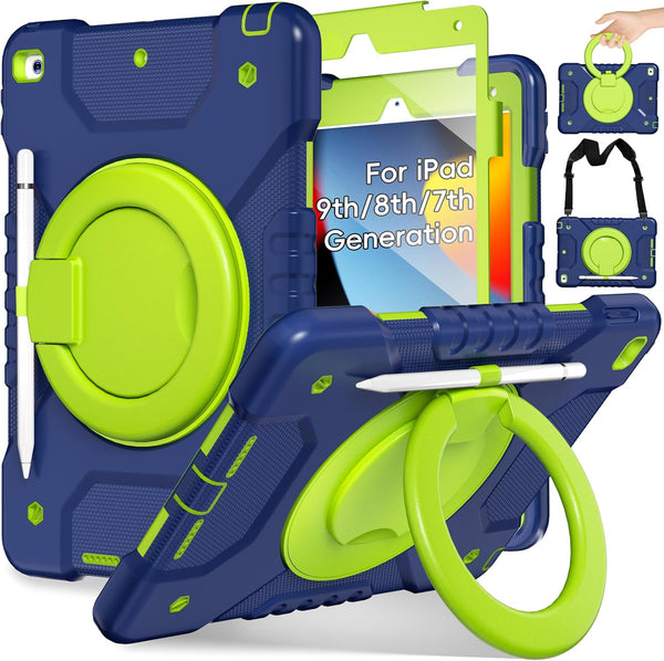 Andnary Case for iPad 9th/8th/7th Generation 10.2 inch, Shockproof Cover with Screen Protector/360