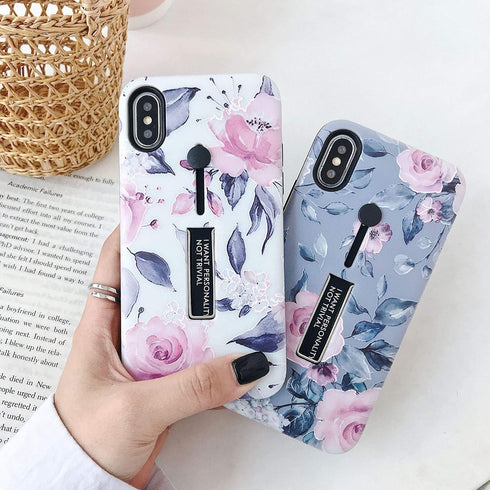 Compatible with iPhone XR Case, Rugged Shockproof Slim Fit Dual Layer Design, 3D Embossed Pink Flowers (White)