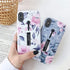 Compatible with iPhone XR Case, Rugged Shockproof Slim Fit Dual Layer Design, 3D Embossed Pink Flowers (White)