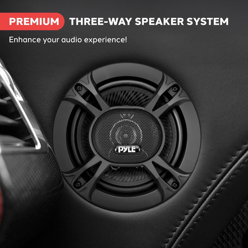Pyle 3-Way Universal Car Stereo Speakers-300W 6.5” Triaxial Loud Pro Audio Car Speaker Universal OEM Quick Replacement Component Speaker Vehicle Door/Side Panel Mount Compatible PL613BK (Pair), black