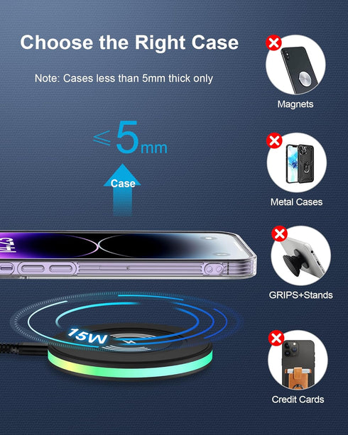 2 Pack 15W Wireless Charging Pad for Google Pixel 8/8 Pro, QI Wireless Charger Station for Android, Samsung Galaxy,