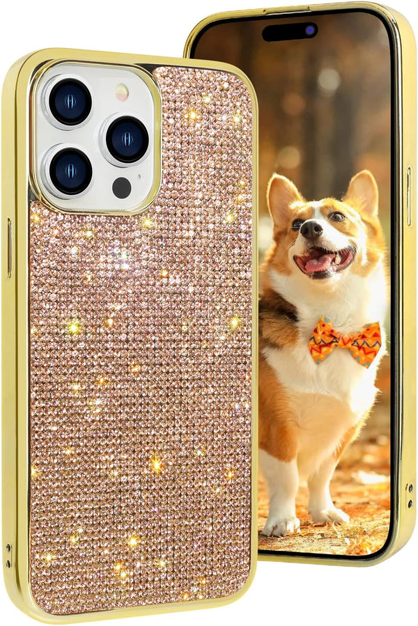 LUVI Fusicase for iPhone 11 Pro, Cute Bling Diamond Case with Rhinestone Crystal, Rose Gold