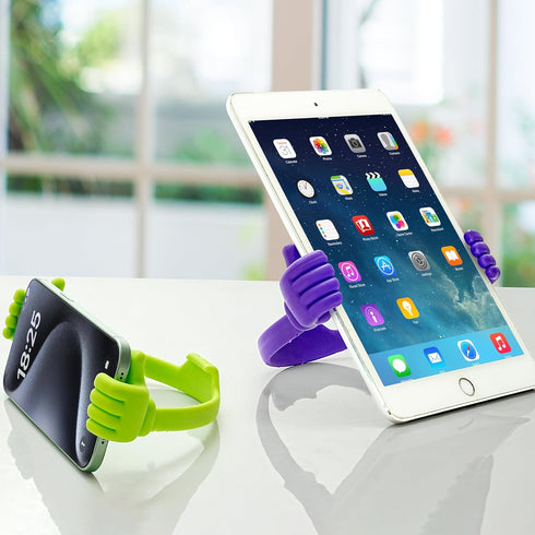 HONSKY Thumbs-Up Phone Stand for Tablets, E-Readers, and Smart Phones, Green/Purple, 2 Count