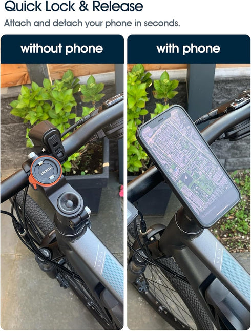 sincetop Bike Phone Mount, Mountain Bicycle Cell Phone Holder, Universal Aluminum Handlebar Stem Phone Clamp, Cycling