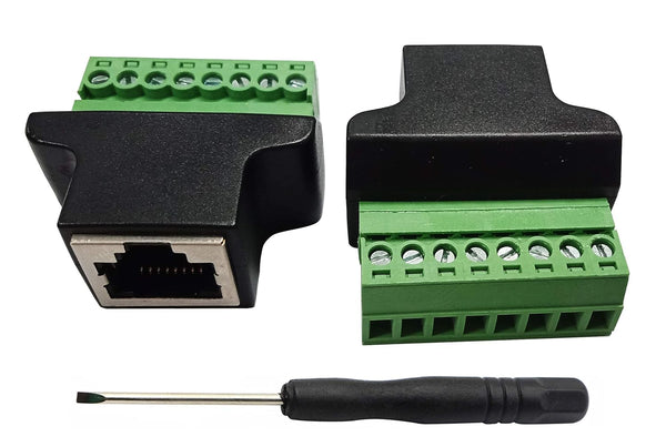 zdyCGTime RJ45 Female Plug to 8P 8C Female Bolt Screw Type Terminals Ethernet Network Plug Cable (2 Pack/F)