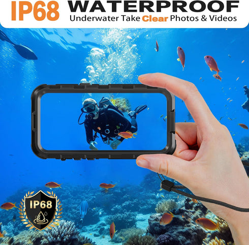 iPhone 15 Pro Max Waterproof Case Compatible with MagSafe, Metal Heavy Duty IP68 Underwater Built-in Screen Protector,