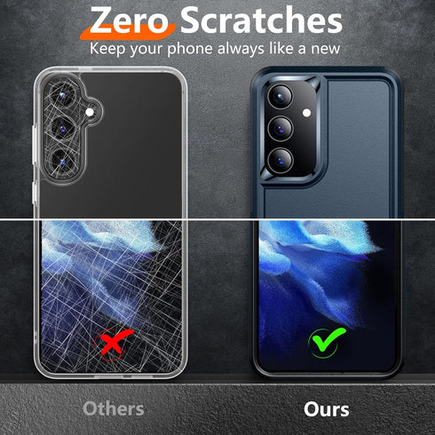 Red2Fire Samsung Galaxy S24 Case - Heavy Duty Full Body Protection, Military Grade, Seablue + 2Pcs Tempered Glass