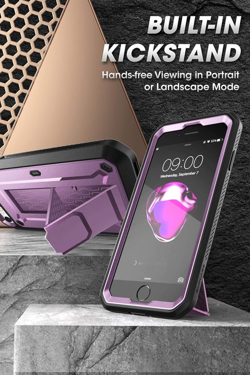 SUPCASE Rugged Phone Case for iPhone SE 3rd/2nd Gen, iPhone 7/8, with Screen Protector, Stand & Holster, Purple