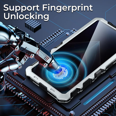 Heavy Duty Metal Aluminium Bumper Case for Samsung Galaxy S24 Ultra with Built-in Screen Protector, Military Grade