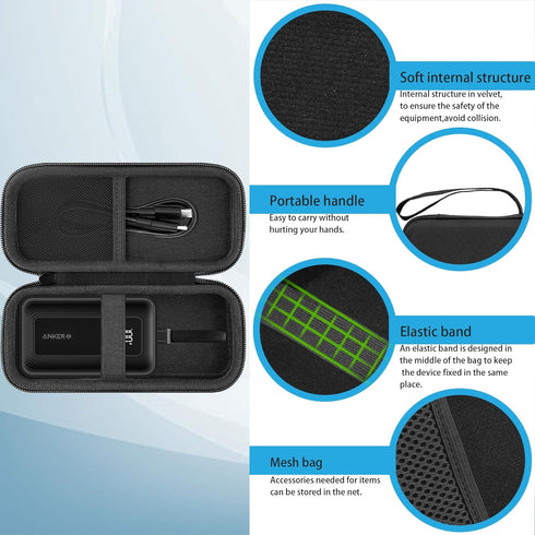 khanka Hard Travel Case for Anker Zolo Power Bank, 10,000mAh 30W Portable Charger, Case Only (Black)