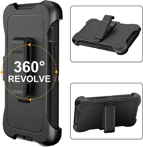 iPhone 14 Pro Max Case 6.7" - Heavy Duty Full Body Protection, Belt Clip Holster, Kickstand, 2 Screen Protectors, Black.