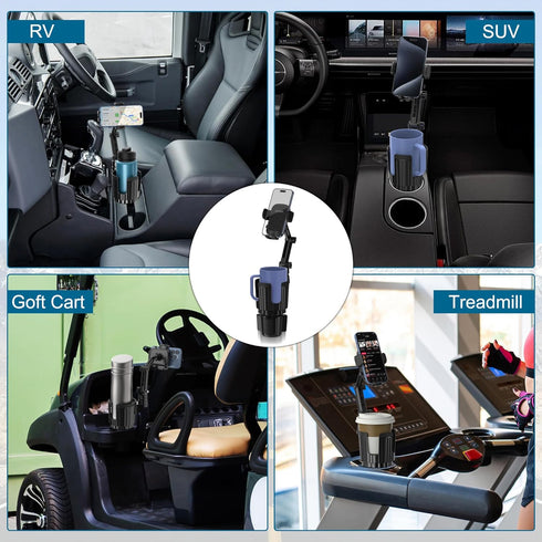 Cup Holder Phone Mount for Car, 2 in 1 Expandable Base, 360 Degree Rotating Neck, Fits 4-7” Smartphones