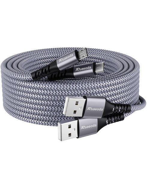 Micro USB Cable Android Charger 6ft 2PACK, High Speed 2.0 USB A Male to Micro USB Nylon Braided for PS4