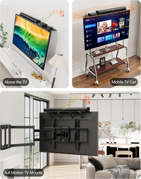 CUISIBOT 15 Lbs, 33.8x4.7inch Soundbar Mount, No Drilling Steel TV Top Shelf Fits Most of Sound Bars Up to Universal