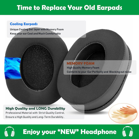 Cooling Gel Replacement Earpads Cushions for Razer BlackShark V2/BlackShark V2 Pro/BlackShark V2 X Gaming Headset, Ear