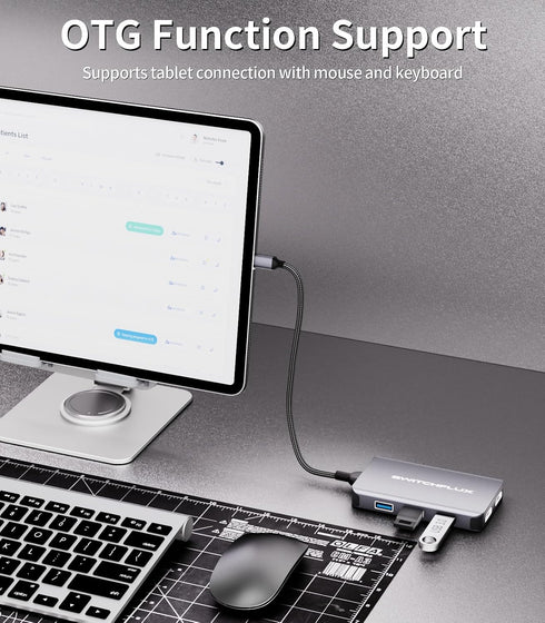 SWITCHFLUX Adapter,6 1 4K 2HDMI,3USB Port,100WPD USB C Docking Station Dual Monitors in USB C Hub for Dual HDMI