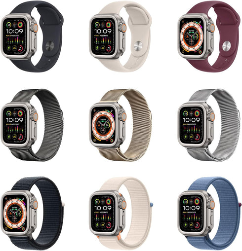 amBand 3 in 1 Metal Case for Apple Watch Series 9/8/7 45mm, Rugged Bumper Protector with Watch Crown and Back Cover