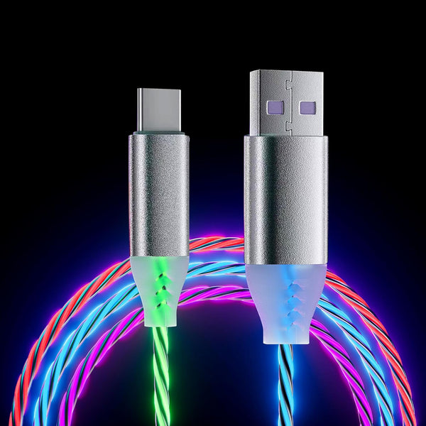 3.3ft/1m USB Cable 3A Type C LED Light Up Charging Cord, 7 Colors RGB Gradual Changing for Galaxy S20/S10/S9 Plus/Note