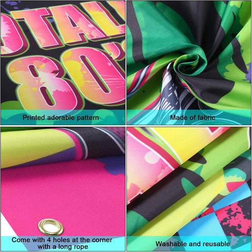 Totally 80's Door Cover - Large Fabric 80's Hip Hop Sign Graffiti Backdrop, Party Retro Decoration Banner for Theme