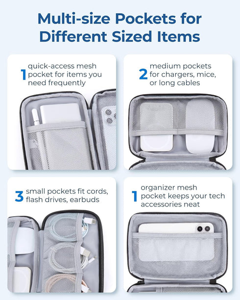 BAGSMART Electronics Organizer Travel Case, Cable Charger Cord Tech Organizer Pouch for Phone Charger Accessories