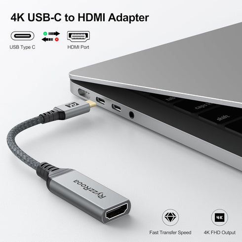 USB C to HDMI Adapter, 4K USB Type-C to HDMI Adapter for iPhone 15, MacBook Pro/Air, iPad Pro, Dell XPS, Surface