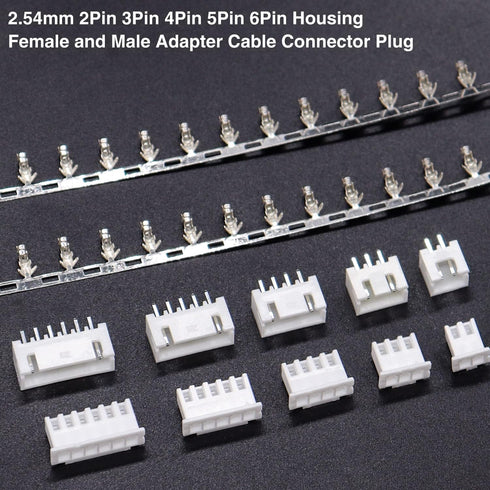 Taiss 560PCS 2.54mm JST-XH Connector Kit, 2/3/4/5/6 Pin Housing Female and Male Adapter Cable Connectors