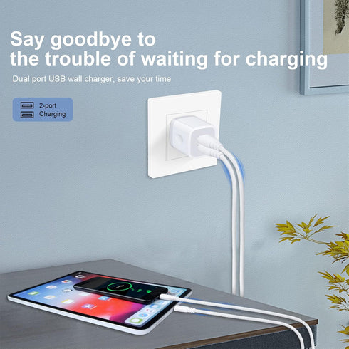 USB Wall Charger, Sicodo 3Pack Dual Port Charging Block, Plug in Cell Phone Charger Box for iPhone 15 14 13 12 SE 11 X
