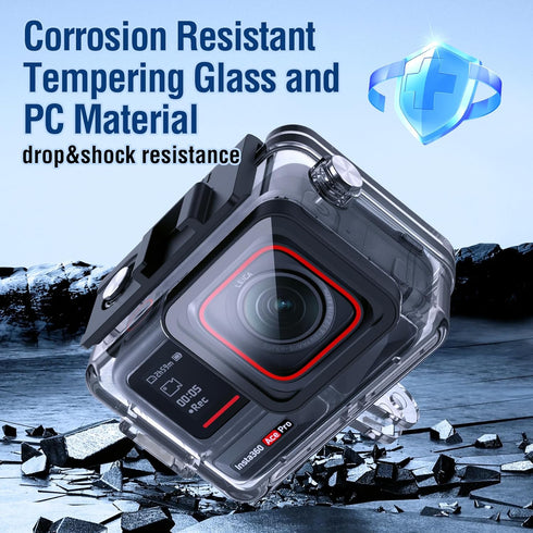Waterproof Housing Case for Insta 360 Ace Pro, Dive Case with Harden Glass & Aluminum Alloy Frame, 60m
