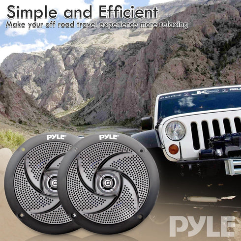 Pyle Low-Profile Waterproof Marine Speakers - 100W 4 Inch 2 Way Outdoor Audio Stereo Sound System, Black