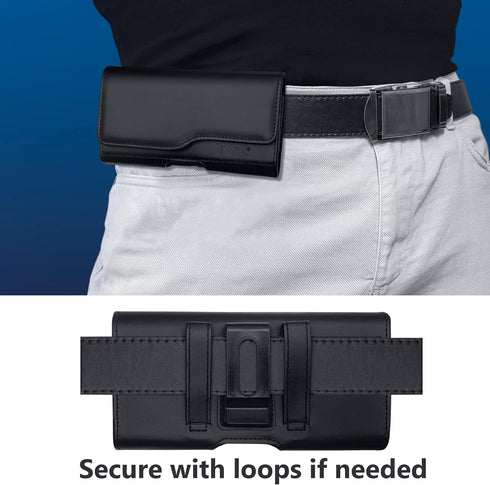 Holster for iPhone 15 Pro Max, 14 Plus, 13 Max, 12 Max, 11 Max, Xs Max, Leather Cell Phone Belt Holder