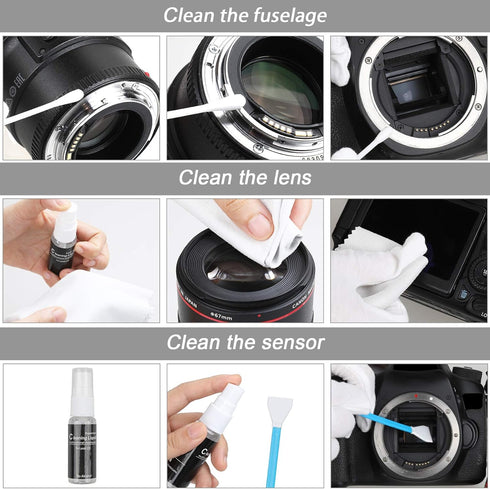 18-in-1 Professional Camera Cleaning Kit for Most DSLR Cameras (Canon, Nikon, Sony), with Air Blower, Cleaning Pen,