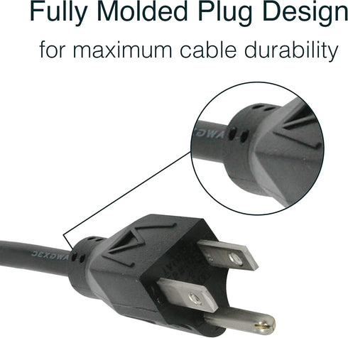 C2G 03131 14 AWG Universal Replacement Power Cord, 6 Feet, Black, 3 Pin Connector