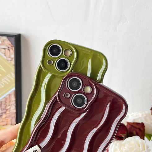 Caseative iPhone 14 Case, Water Ripple Pattern Curly Wave Frame Soft Cover - Red