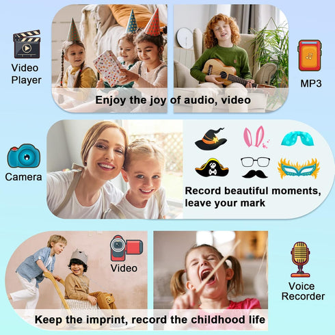 PTHTECHUS Smart Watch for Kids Girls, Ages 4-12, Audio Stories, 18 Puzzle Games, 2 Camera Video Music Player