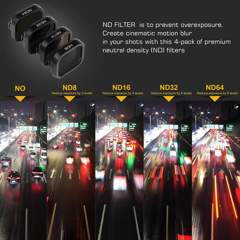 GEPULY 6-Pack Set 13 ND8, ND16, ND32, ND64, ND Filter Lens for GoPro Hero Black, Light Red, Magenta Filters, Snorkel