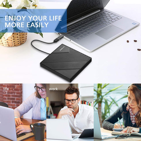 Amicool 3.0 11/10/8/7 External DVD Drive USB USB C CD Burner CD/DVD +/-RW Optical Drive, Slim Portable DVD CD ROM