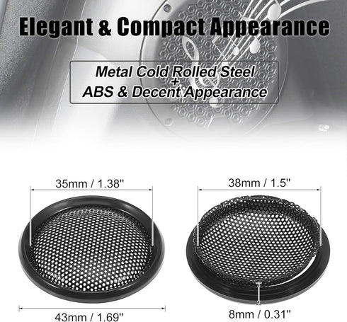 X AUTOHAUX 2pcs 1" Black Car Audio Speaker Cover, Mesh Subwoofer Grill Horn Guard Protector