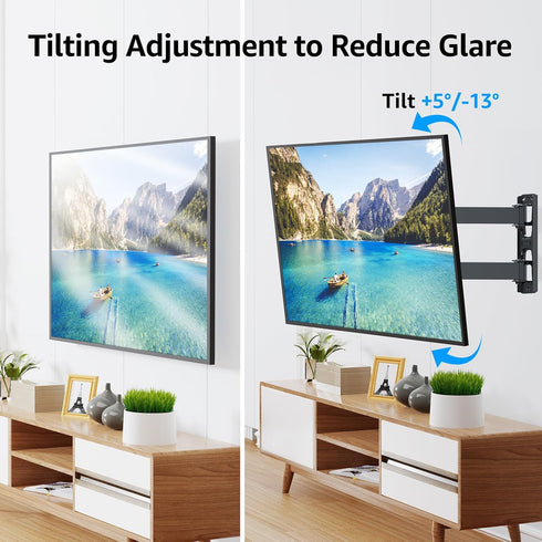 MOUNTUP TV Wall Mount, Single Stud Swivel Tilt Full Motion for Most 26-55 Inch Flat Screen/Curved TVs, Universal