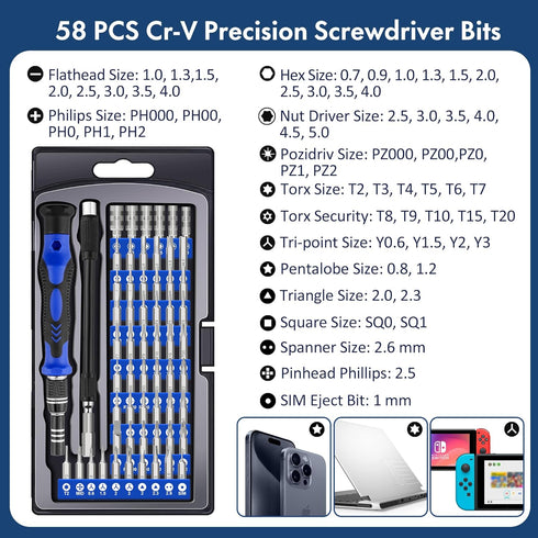 XOOL 82 in 1 Magnetic Precision Screwdriver Set, Flexible Shaft & Extension Rod, Compatible with PC, Laptop, iPhone,