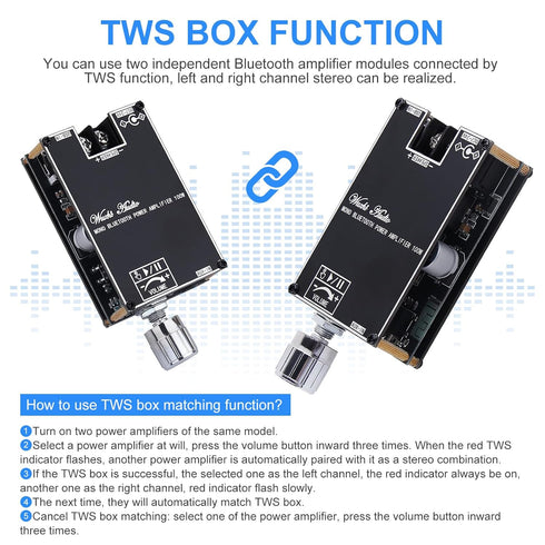 2Pack ZK-1001B 100W 7-24V Bluetooth Amplifier Board, Mono AMP TWS Mini Audio Power Amplifier Module with Box Matching