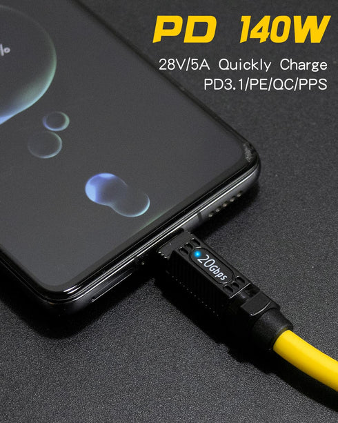 Poyiccot Coiled USB C Cable, 140W 20Gbps Spring Coiled USB Type C Charger Cable, 8K@60Hz Video Transfer, Max Stretched