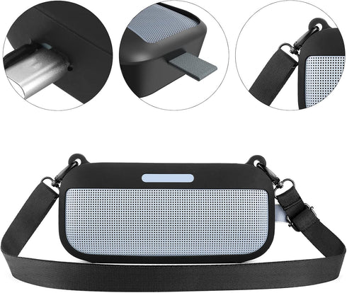 Geekria Silicone Speaker Case Cover for Bose SoundLink Flex, Protective Waterproof Soft Skin with Shoulder Strap