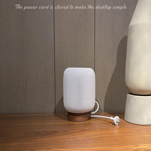 HOOKMEMO Elevate Your HomePod with Our North American Black Walnut Wood Stand - Unique Texture, Clever Cord Storage