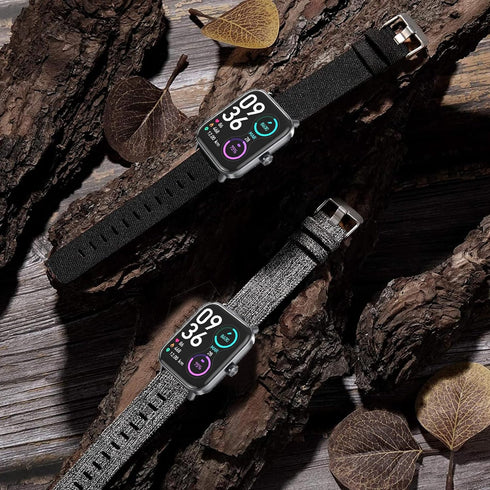 Compatible with EGQINR Smartwatch Bands,Lamshaw 18mm Breathable Nylon Woven Fabric Replacement Accessory Strap Compatible for EGQINR H31/MKYOPT H31 Smartwatch Fitness Trackers-1.58"